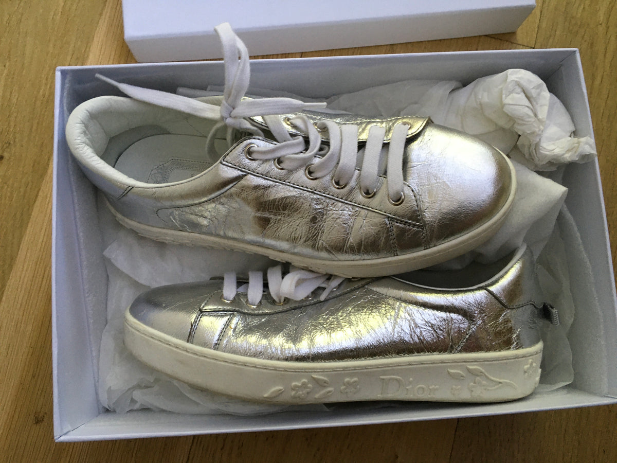 CHRISTIAN DIOR Silver Move Low-Top Sneakers Trainers Shoes Size 36 ladies