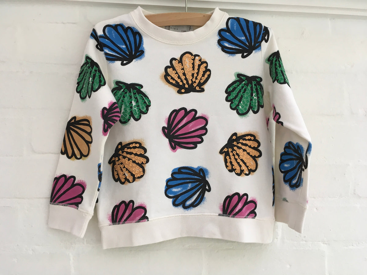 Stella McCartney KIDS Girls' shell print sequins sweatshirt top Children