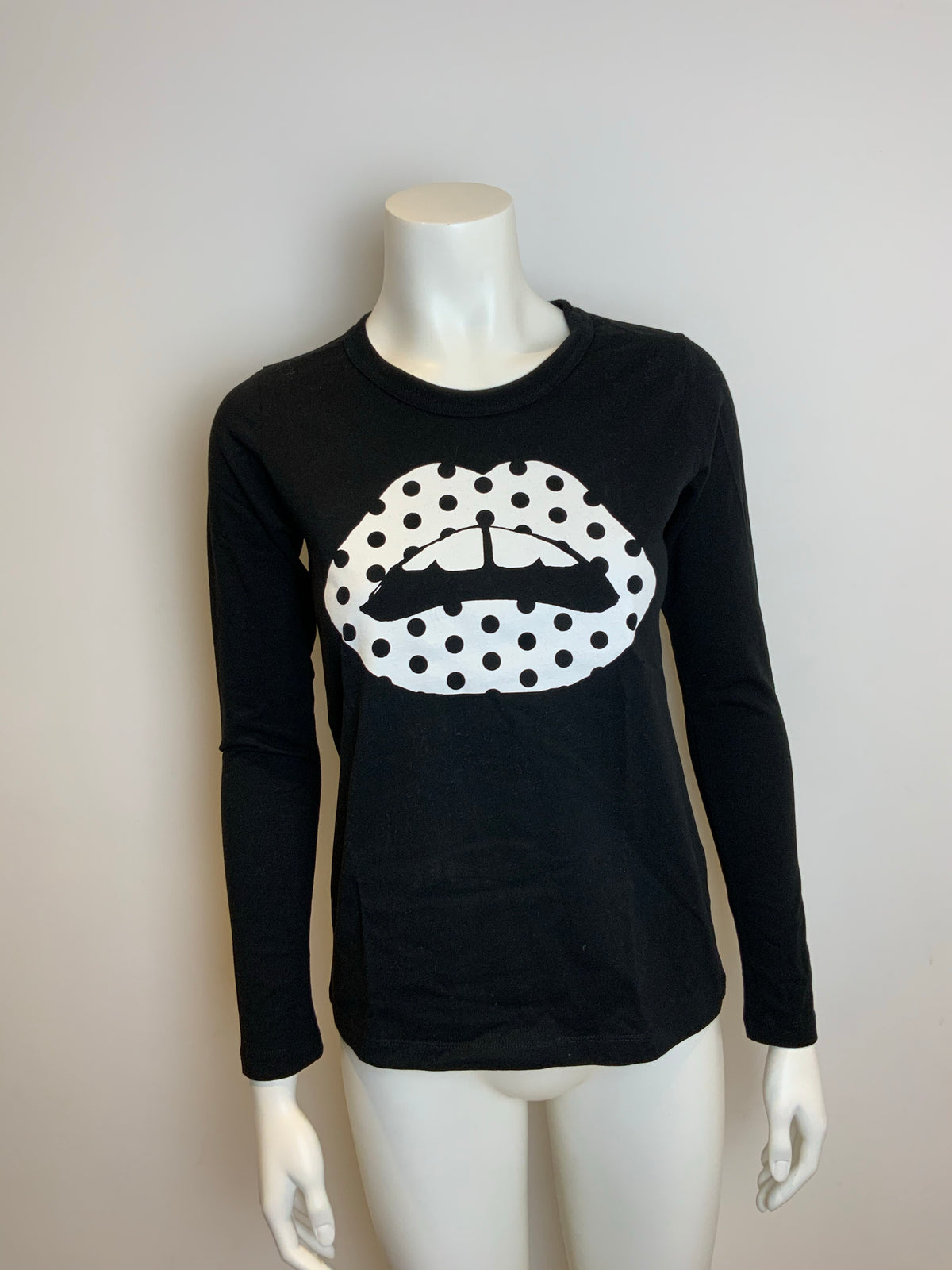 MARKUS LUPFER Lips Black Top Sweater SIZE S small ladies