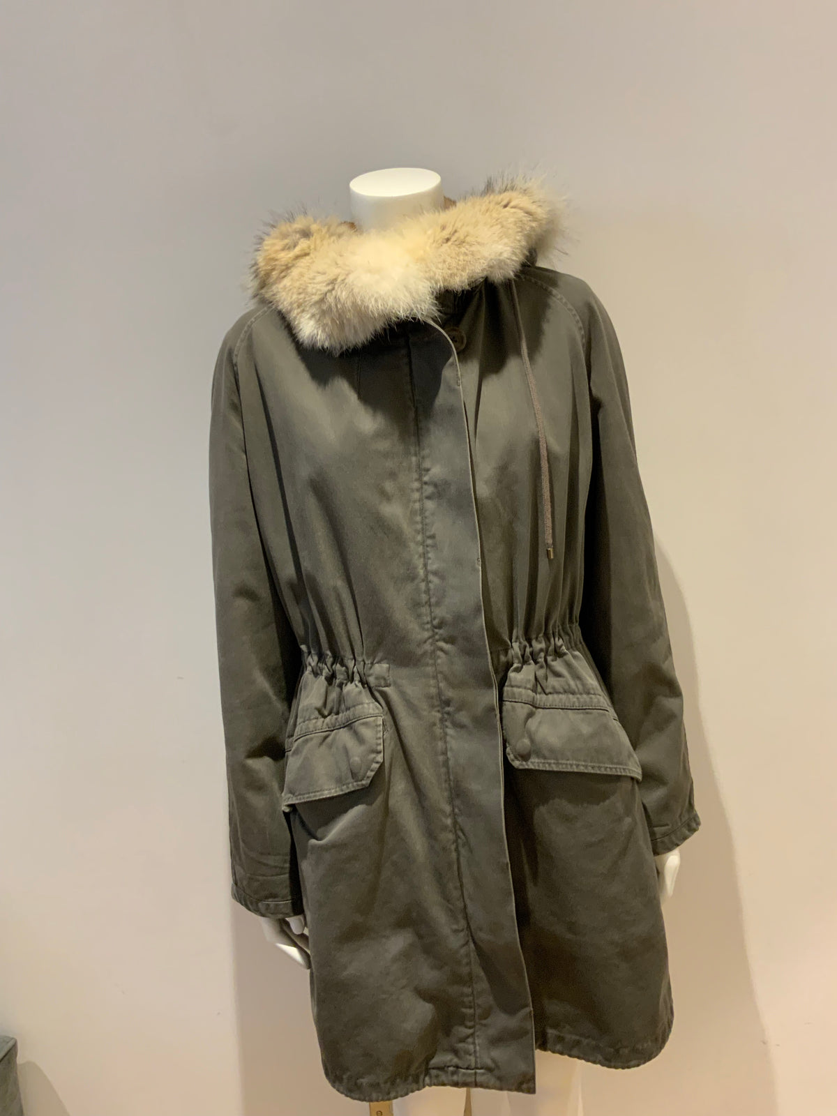 Yves Salomon Army Collection natural coyote fur jacket Sz F 36 S Small ladies