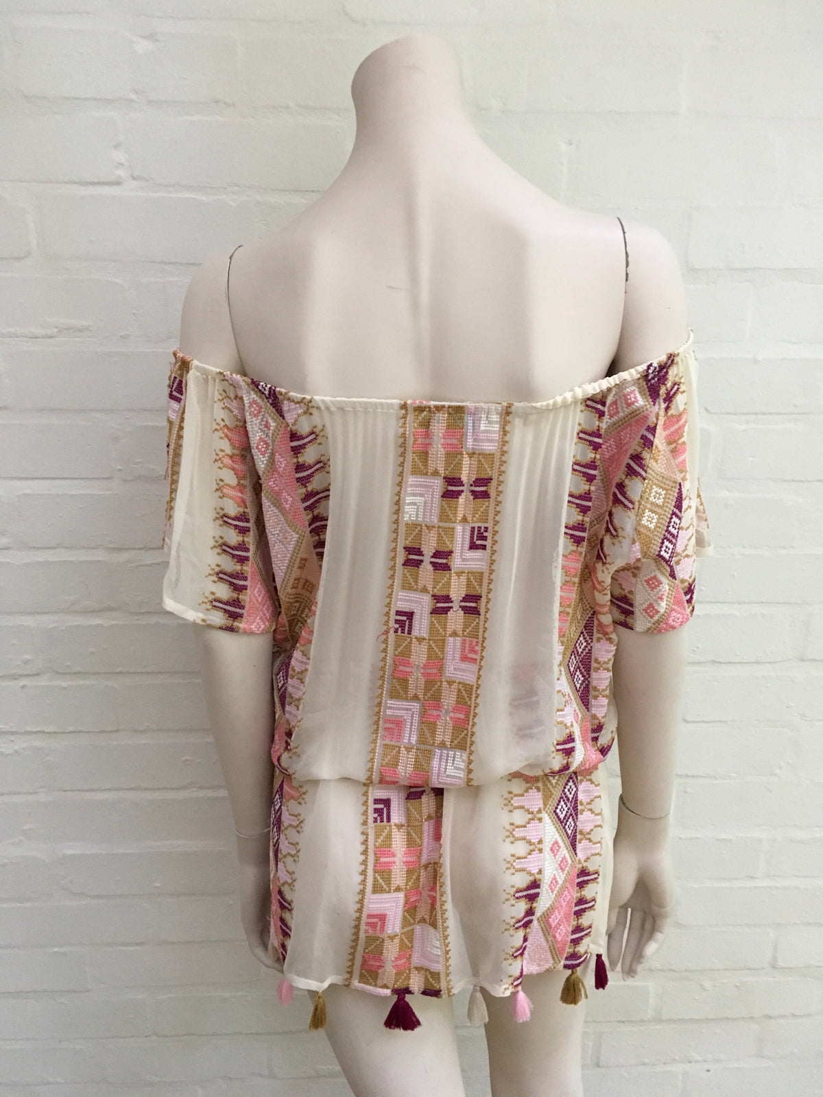 ELIZABETH HURLEY Daphne embroidered Silk COVER UP Kaftan Mini Dress Ladies
