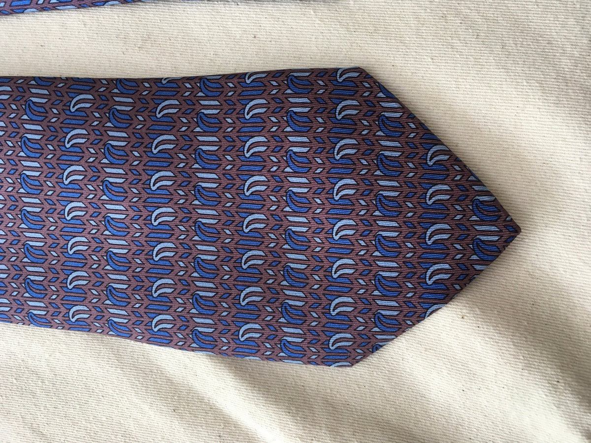 Hermès HERMES Paris Silk Blue Print Tie 7354 PA 100% AUTHENTIC Men