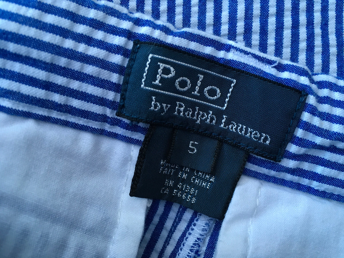 RALPH LAUREN POLO KIDS BOYS' FOUR-POCKET PINSTRIPE SHORTS 5 YEARS OLD Children