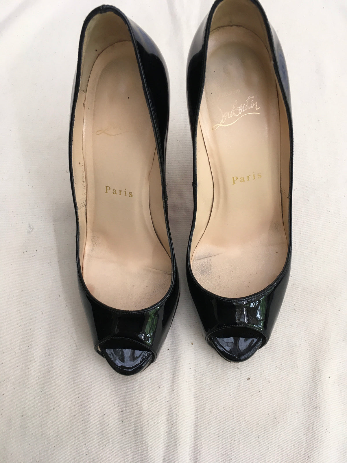 Christian Louboutin Patent Leather Peep-Toe Pumps Shoes 36 US 6 UK 3 Ladies