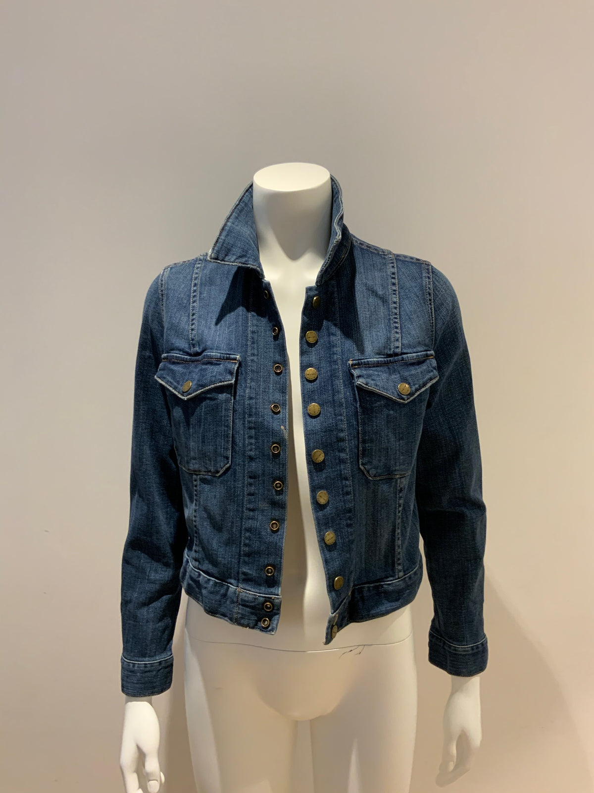 Current/Elliott Current Elliott The Snap Jacket in Loved Wash, Denim Jacket Sz 2 ladies