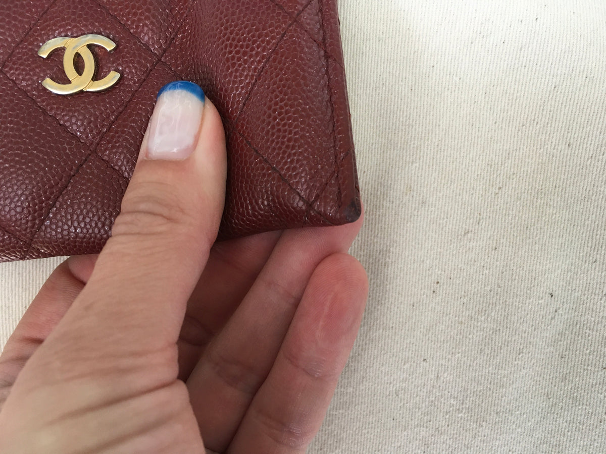 Chanel Card Holder Quilted Diamond Burgundy 2019 ladies