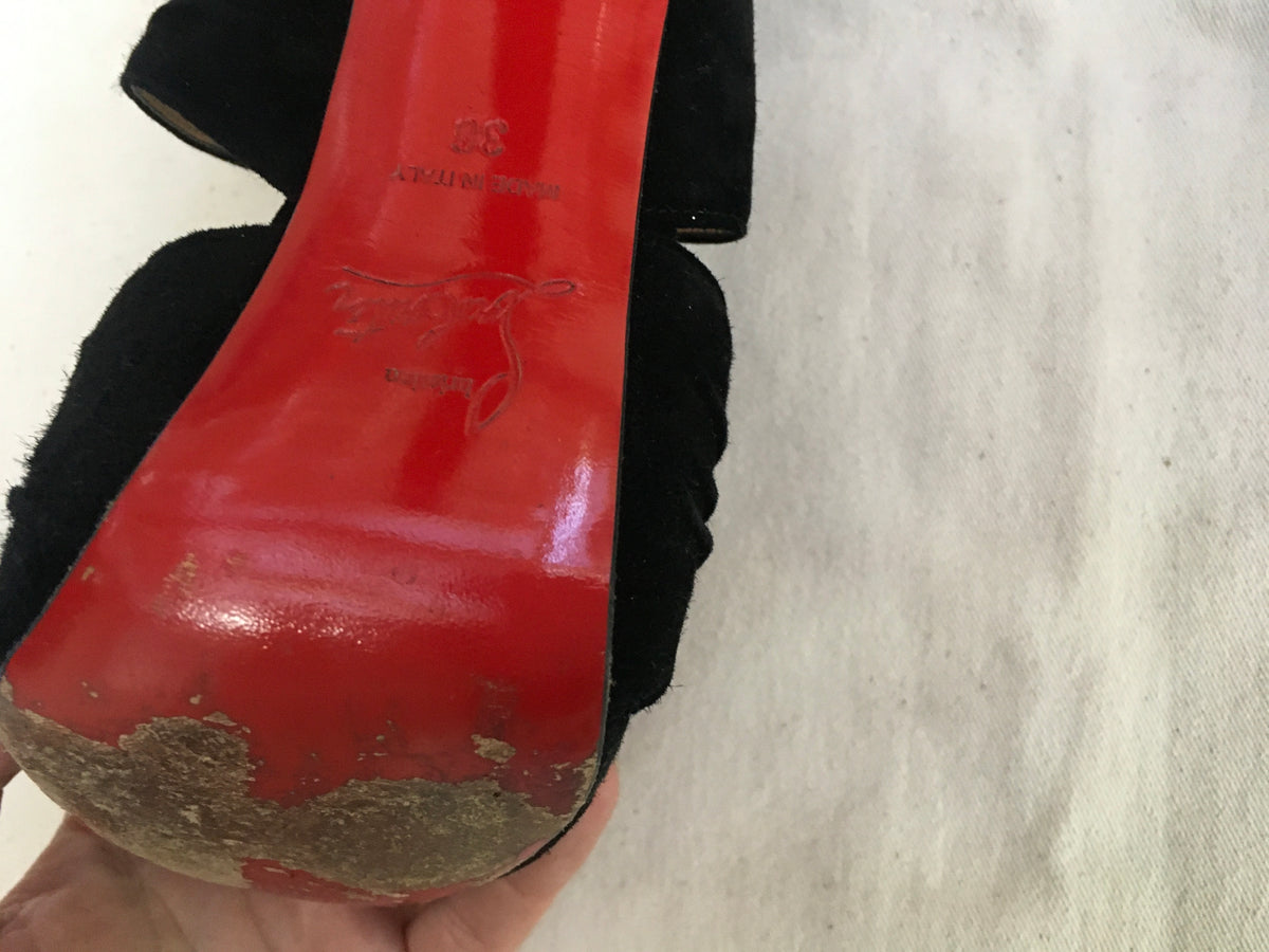 Christian Louboutin Bandra Suede Sandals Shoes 36 US 6 UK 3 ladies
