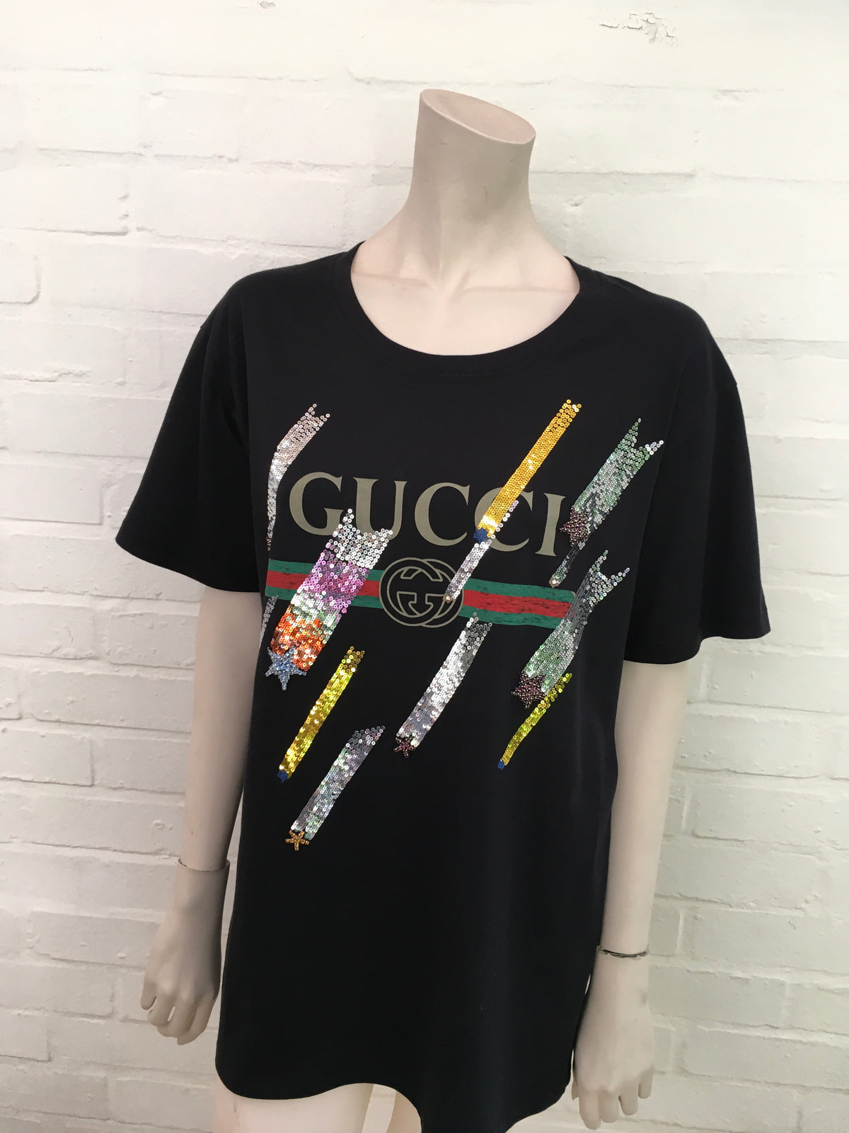 Gucci Vintage Logo T-Shirt Gets a Sequin Makeover 2019 Collection Ladies