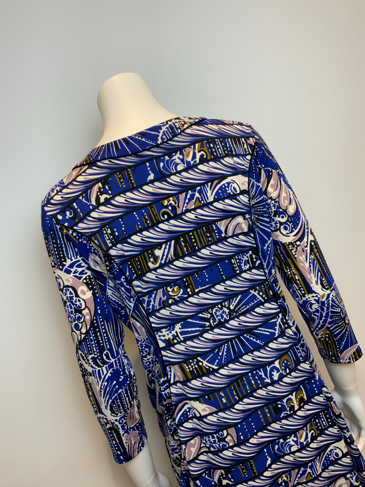 BCBG MAX AZRIA BLUE PRINTED TUNIC DRESS SIZE L LARGE LADIES