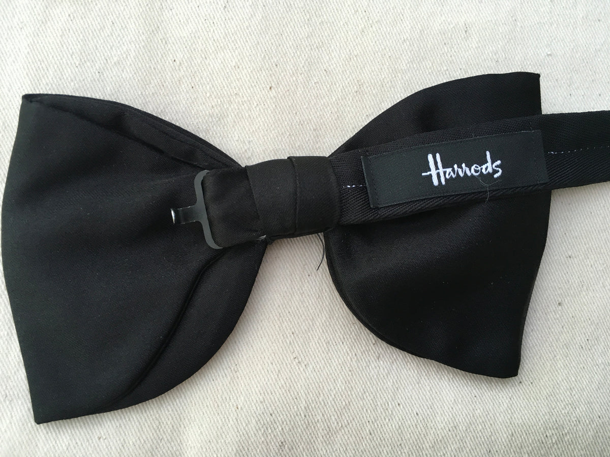 HARRODS OF LONDON BLACK SILK BOW TIE MEN