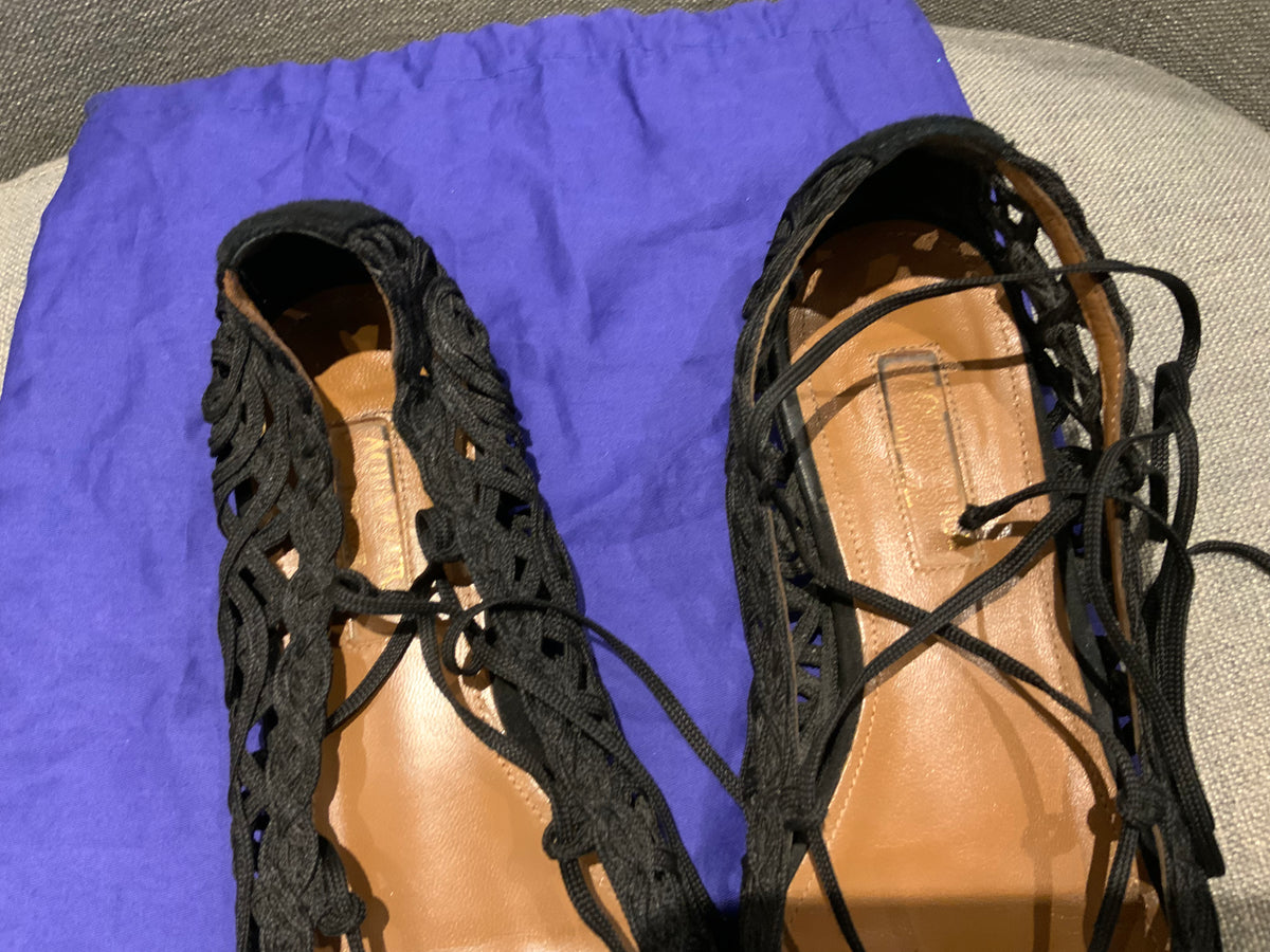Aquazzura Crochet Ballerina Flats Sandals Size 35 US 2 UK 5 ladies