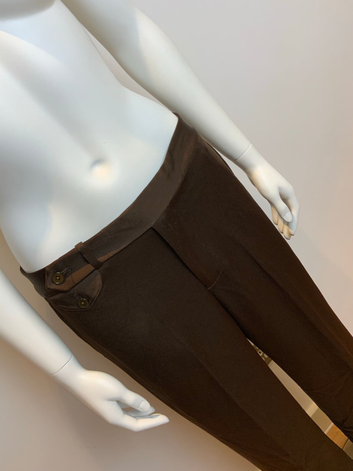 Ralph Lauren Wide Leg Chocolat Brown Satin Pants Trousers US 8 UK 12 L LARGE ladies