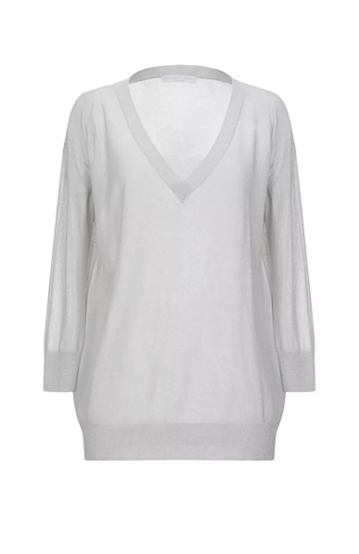 FABIANA FILIPPI Grey Knit Sweater Jumper Monili Trim Size I 48 UK 16 US 12 XL ladies