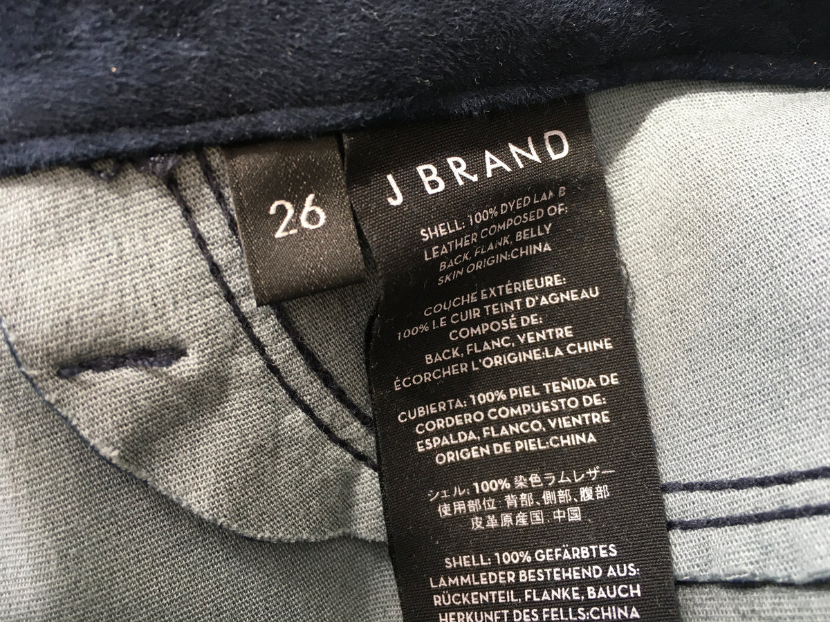 J BRAND Suede Super Skinny Pants Navy Blue Size 26 ladies