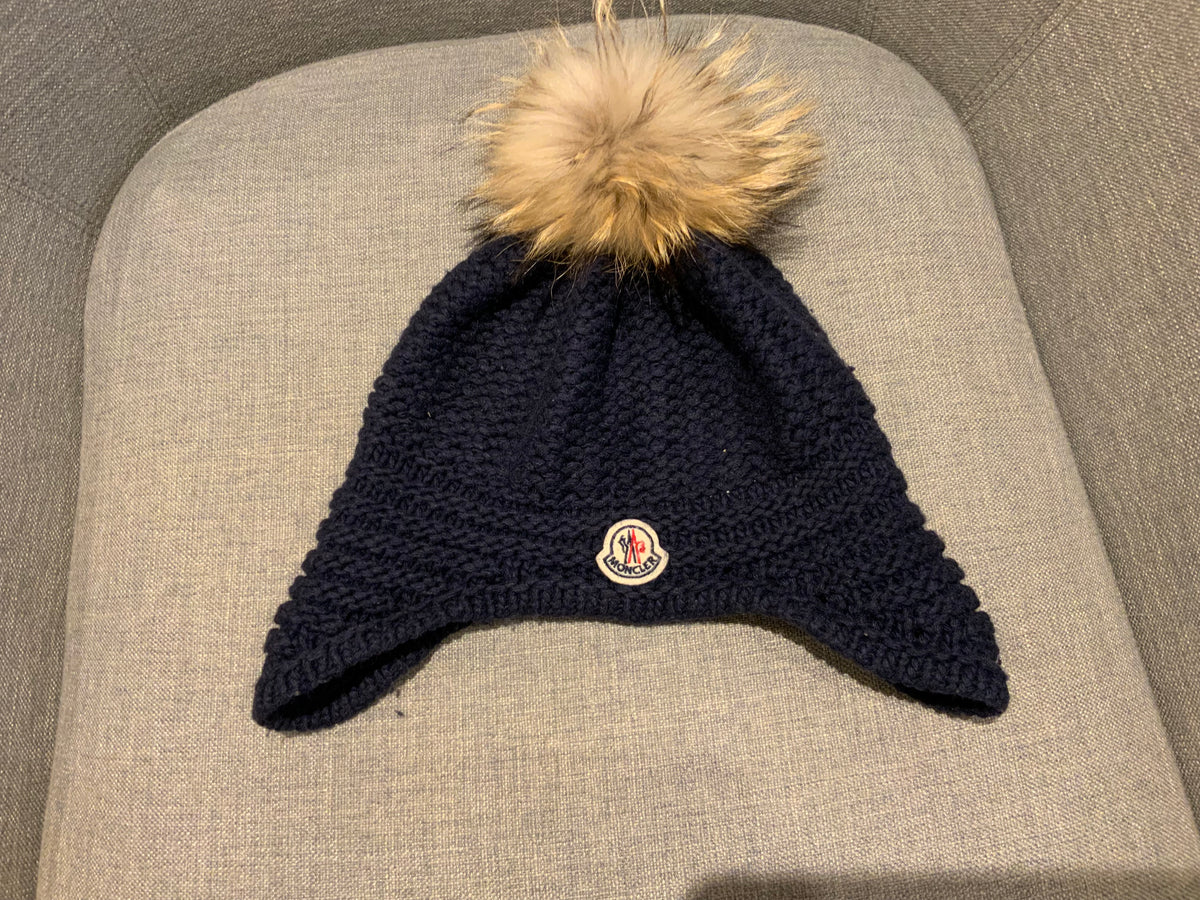 Moncler Knit Wool Asiatic Raccoon-Accented Hat Beanie One Size children