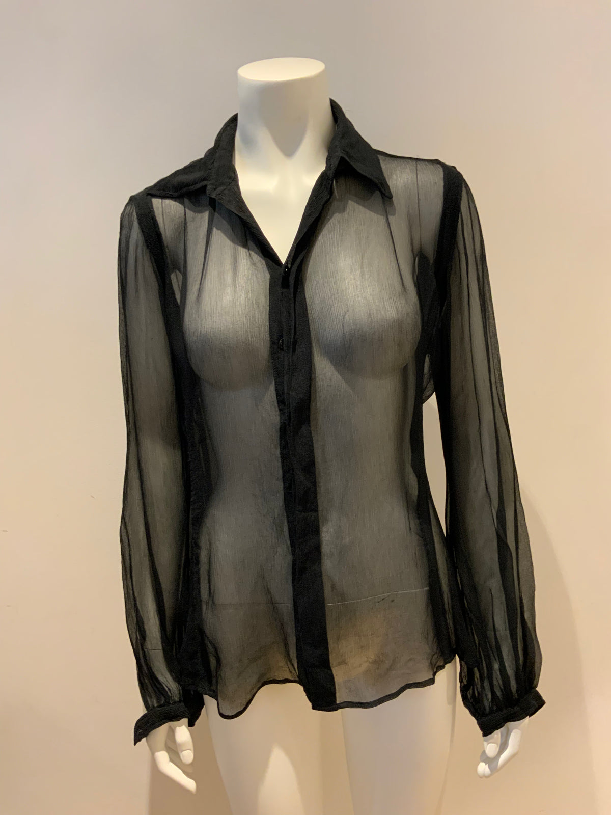 Jean Paul GAULTIER Rare1990's sheer silk shirt Size M medium ladies