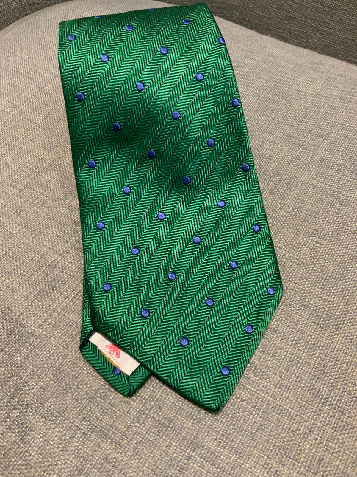 TURNBULL & ASSER HANDMADE Mens Green Dots Tie men