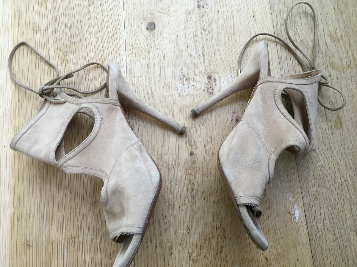 Aquazzura Suede Peep-Toe Pumps Sandals Size 35 ladies