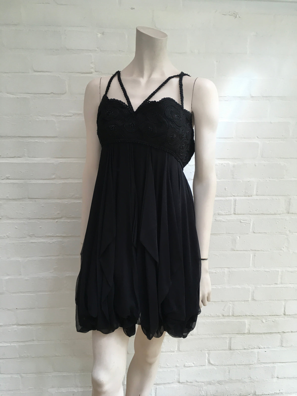 Marchesa Embellished Embroidered LBD silk SO COUTURE Dress Ladies
