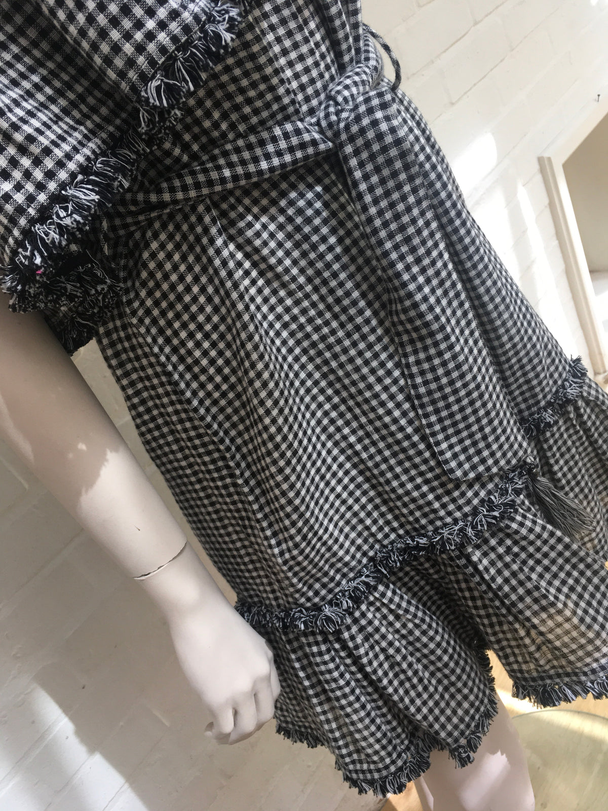 ZIMMERMANN MOST WANTED PARADISO GINGHAM LINEN ONE SHOULDER MINI DRESS Size 1 ladies