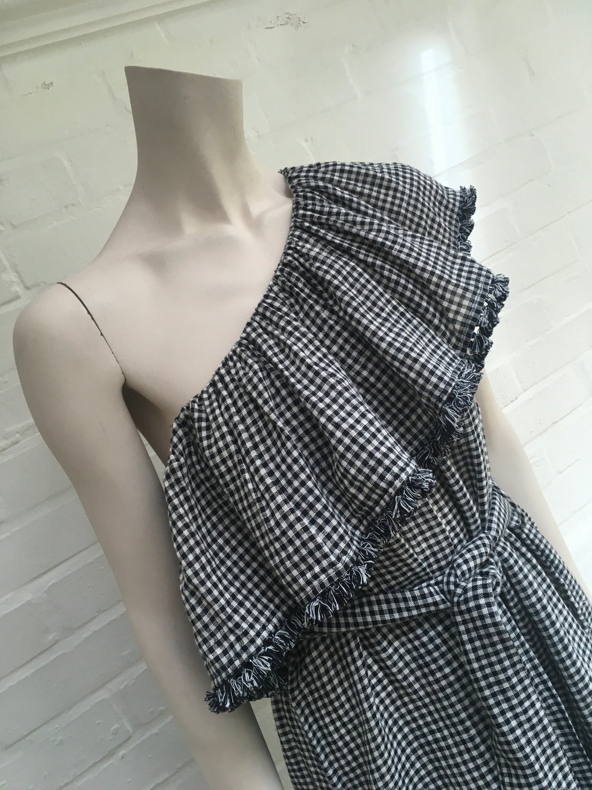 ZIMMERMANN MOST WANTED PARADISO GINGHAM LINEN ONE SHOULDER MINI DRESS Size 1 ladies