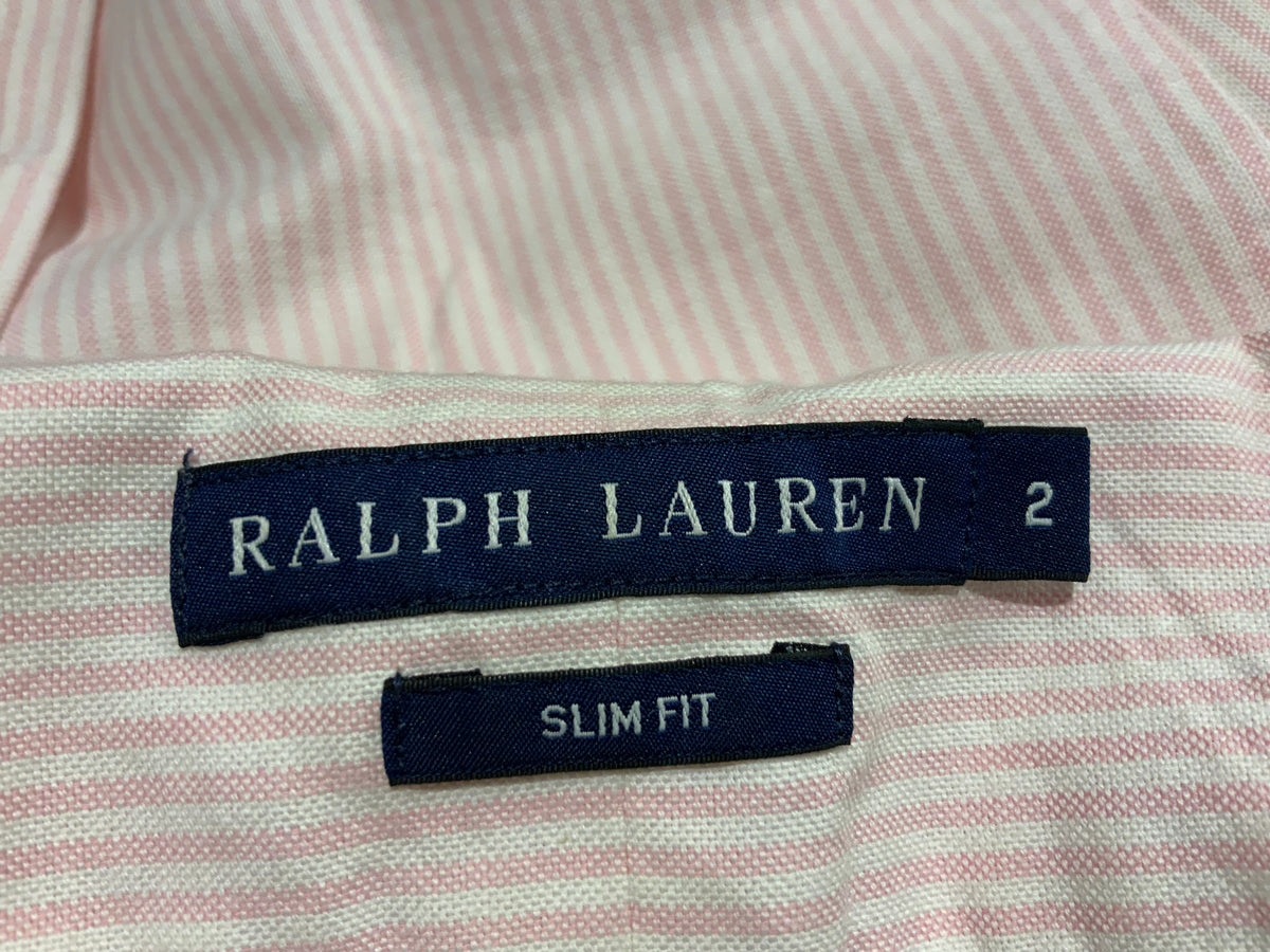 RALPH LAUREN Striped Pink Pony Slim Fit Shirt Size US 2 US 6 XS ladies
