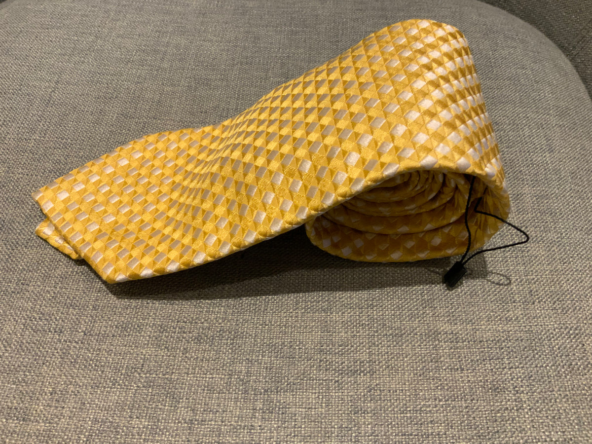 BRIONI Silk Jacquard Yellow Jacquard Mens Tie men