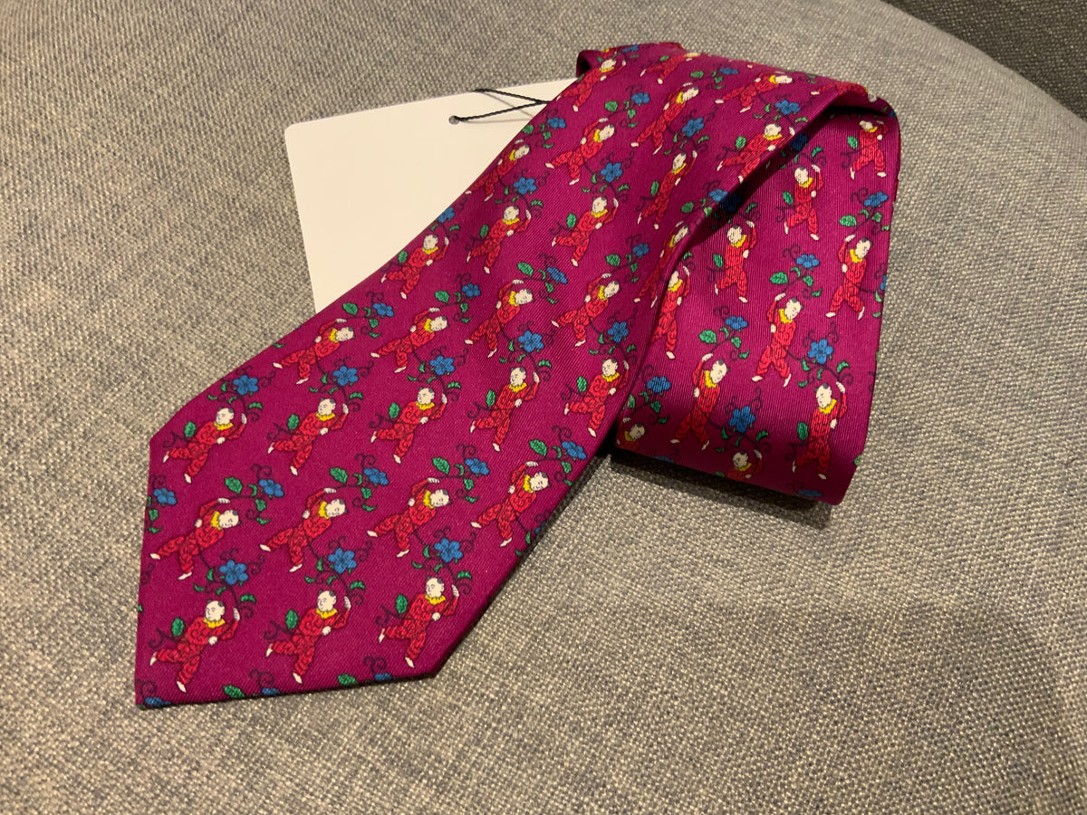 Hermès HERMES Paris Tie 7238 MA Color - Purple / Raspberry Clown FlowerS men