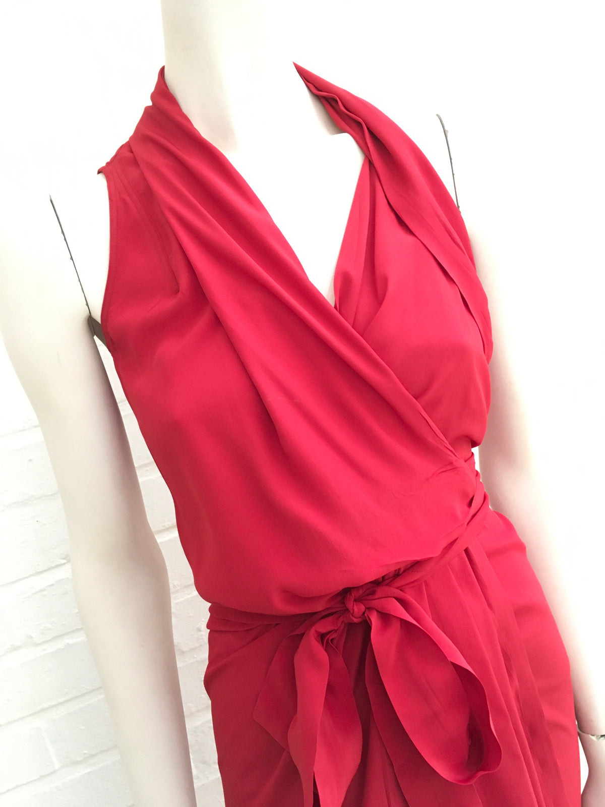 Rick Owens Crepe de chine Red wrap midi dress Size S Small ladies