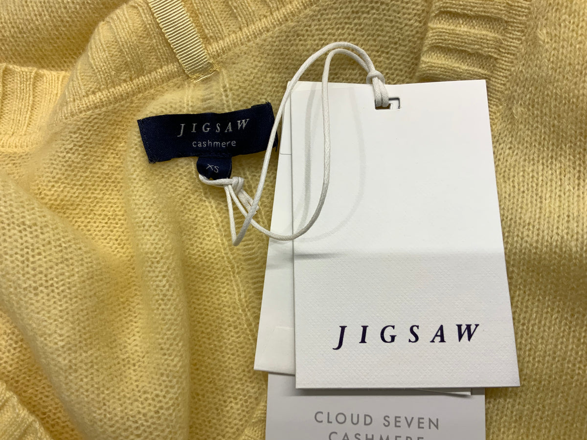 JIGSAW Womens Pure Cashmere Yellow Thin Knit Cardigan Size XS ladies