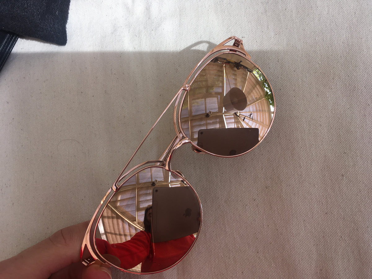 LINDA FARROW Women's Metallic 682 C3 Browline ROSE GOLD SUNGLASSES ladies