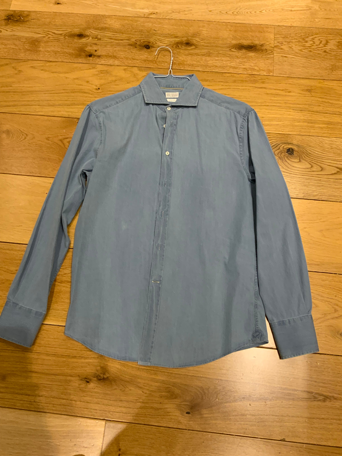 Brunello Cucinelli Blue Slim Fit Mens Casual Shirt Size M medium men