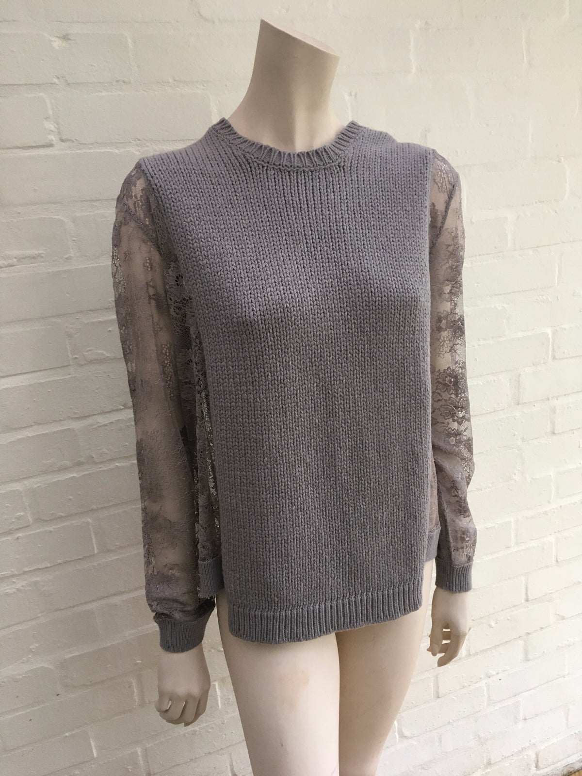 VALENTINO Lace-paneled wool and cashmere sweater jumper Size L Large ladies