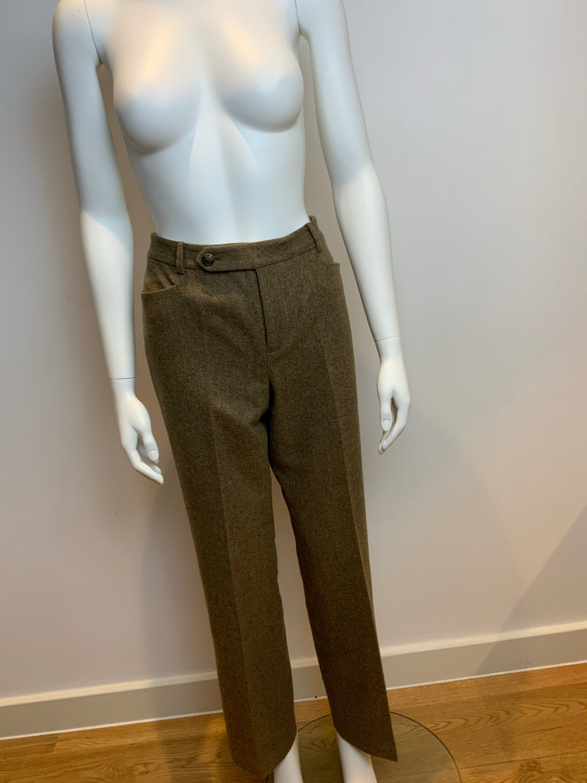 Ralph Lauren Lauren Adelle Brown Wool Pants Trousers Size US 8 UK 12 L LARGE ladies