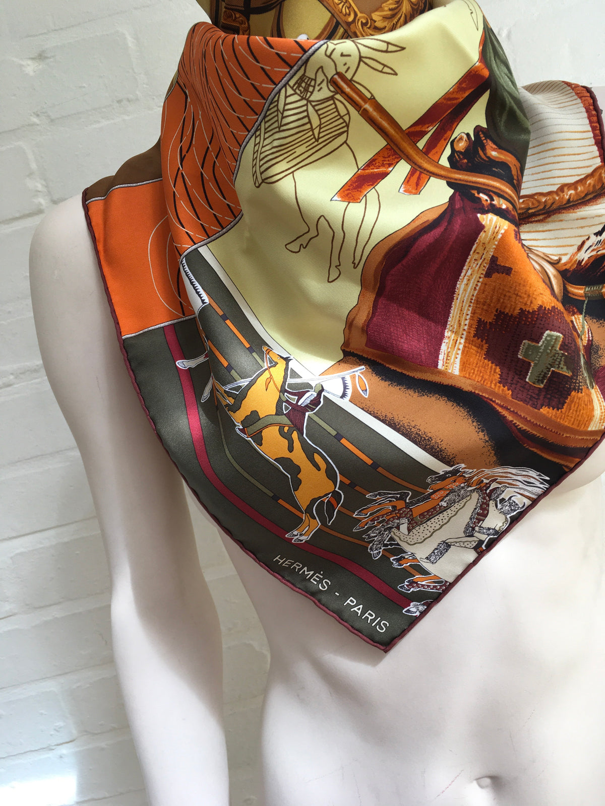 Hermès HERMES SCARF Carre en Carres 90cm Silk Twill Scarf ICONIC ladies