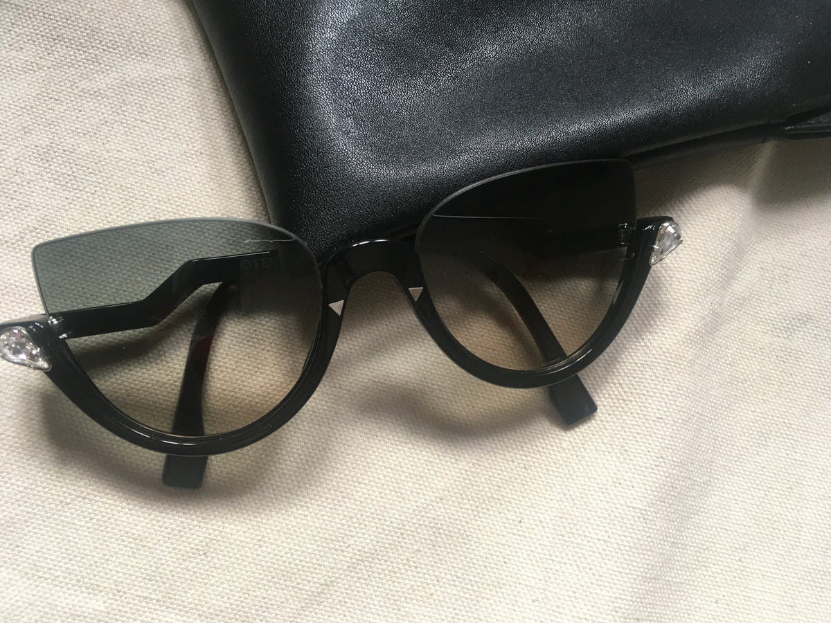Fendi crystal blink half rim sunglasses Ladies