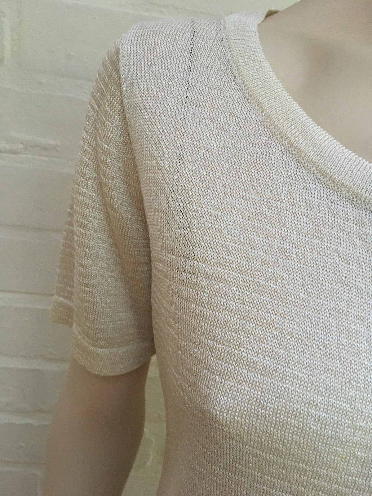 MISSONI White Lurex Thin Knit Top I 44 UK 12 US 8 L Large ladies