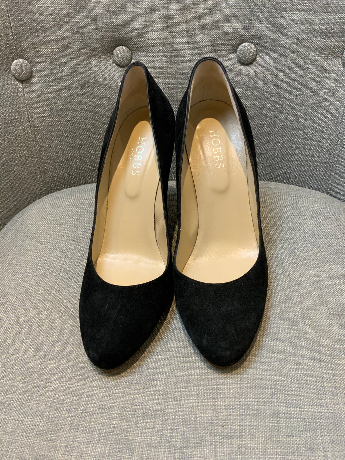 HOBBS Women's Rebecca Suede Almond Toe Court Shoes Black Size 41 UK 11 US 8 ladies