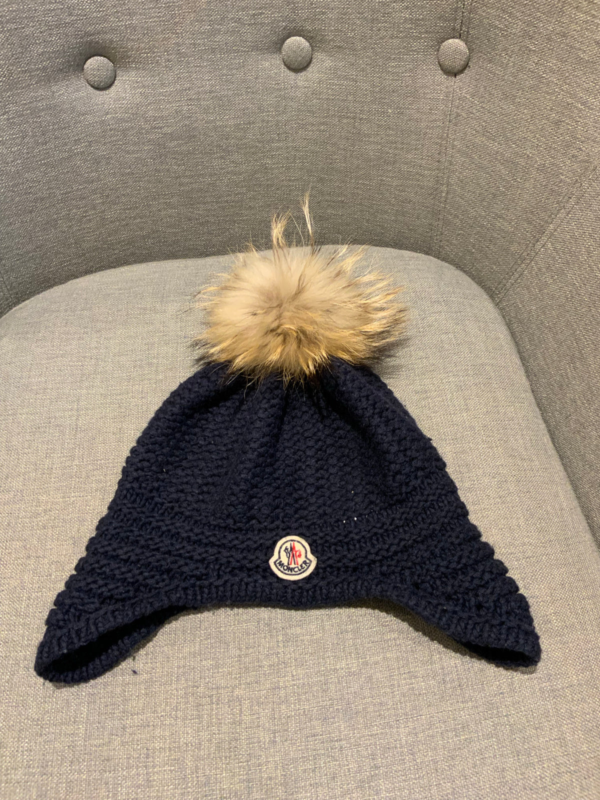 Moncler Knit Wool Asiatic Raccoon-Accented Hat Beanie One Size children