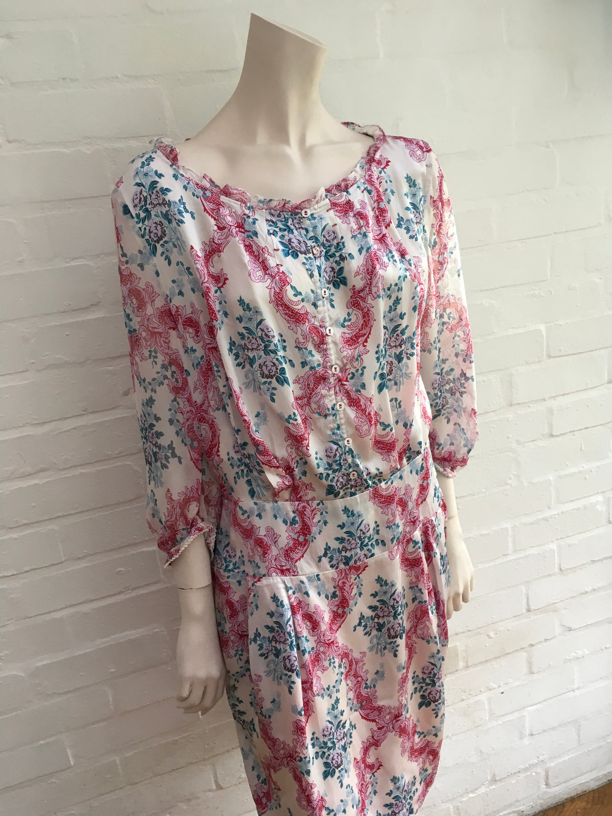 HUGO BOSS Silk Chiffon Water Color Floral Dress Ladies