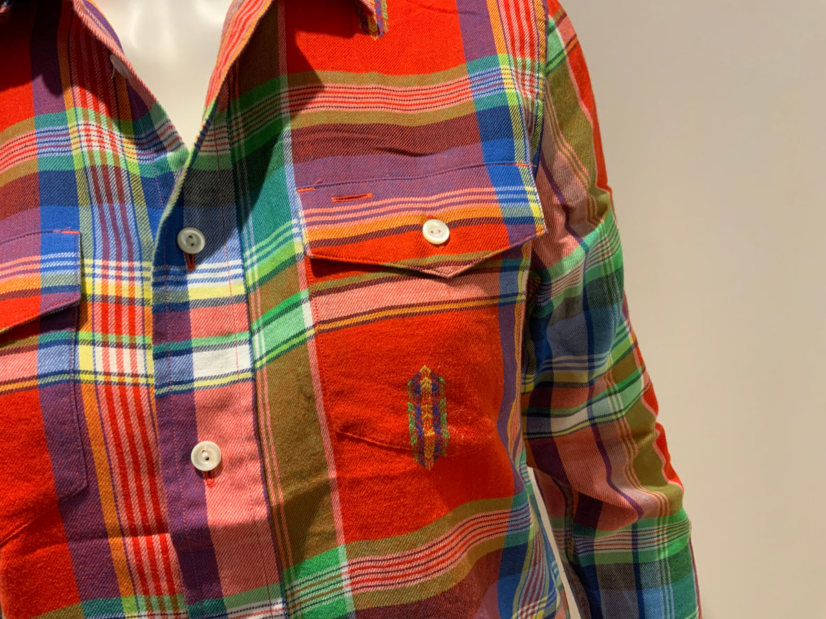 RALPH LAUREN Plaid Cotton Linen Shirt Size US 4 UK 8 S small ladies