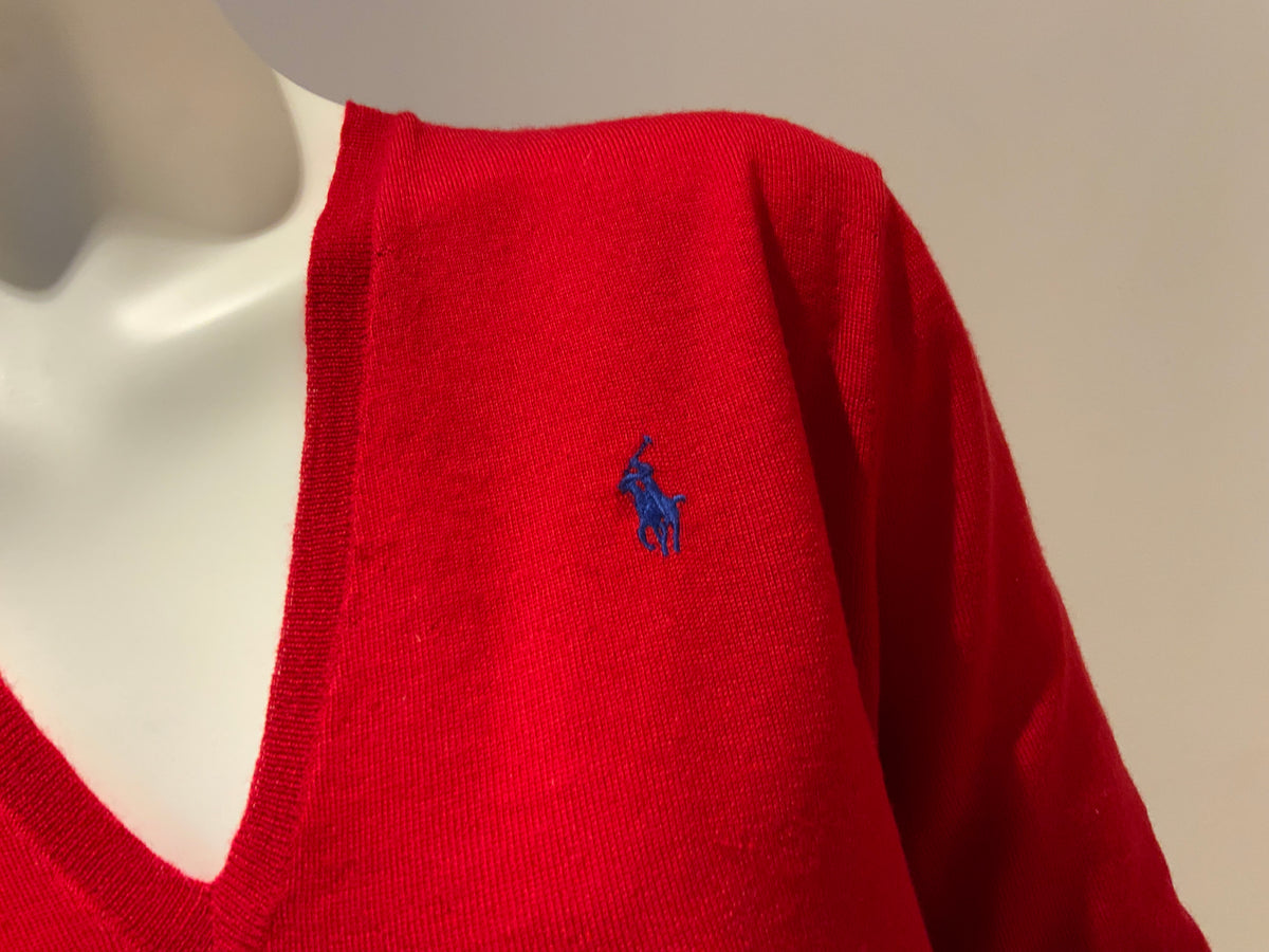Ralph Lauren POLO Extra Fine Merino Wool V neck Jumper Sweater Size S small ladies
