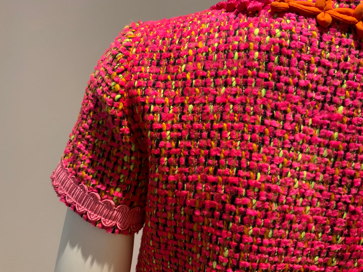 MOSCHINO Pink Tweed Embellished DRESS I 40 UK 8 US 4 S small ladies