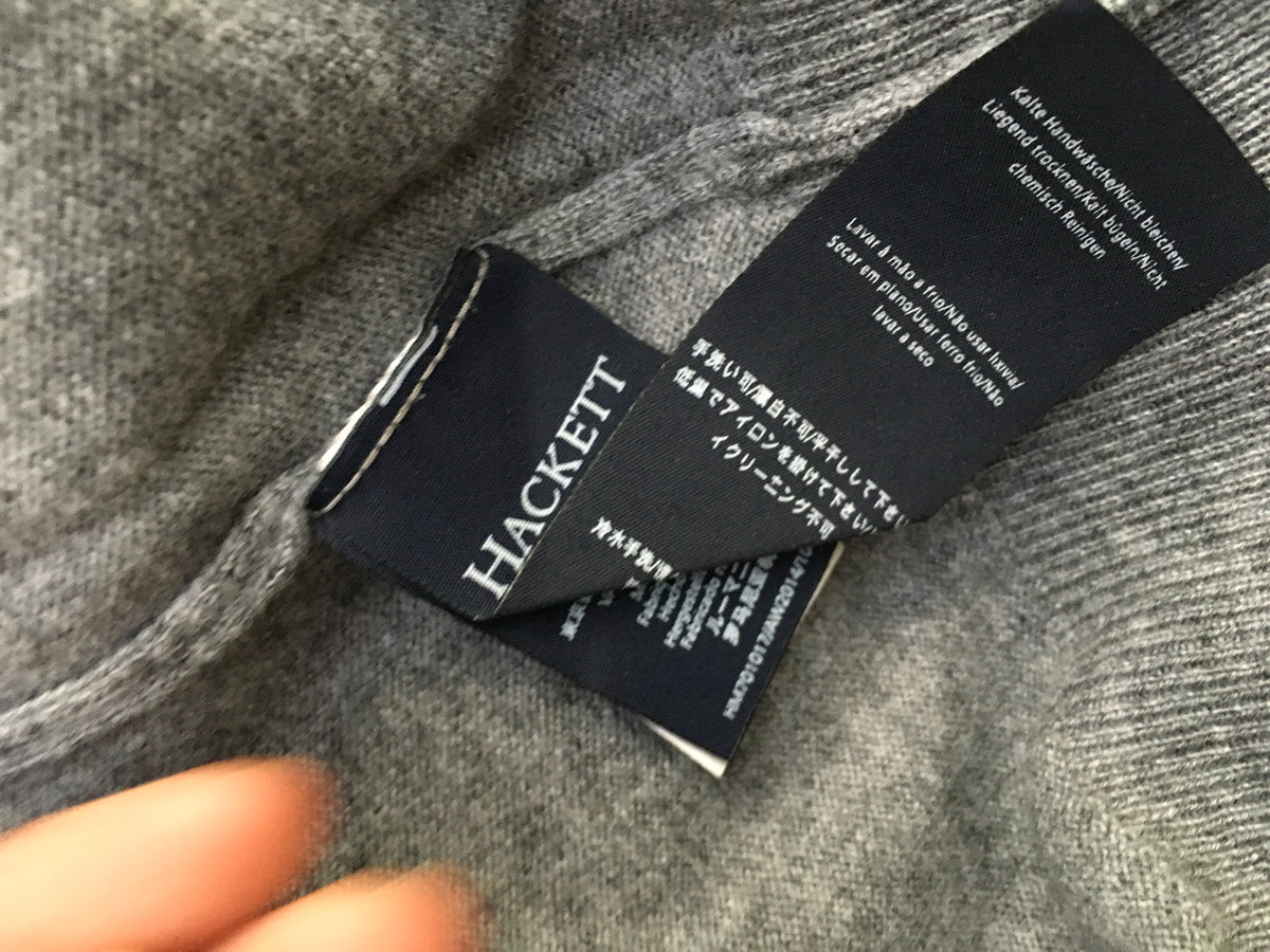 HACKETT LONDON GREY CASHMERE WOOL KNIT HALF ZIP SWEATER JUMPER M MEDIUM MEN