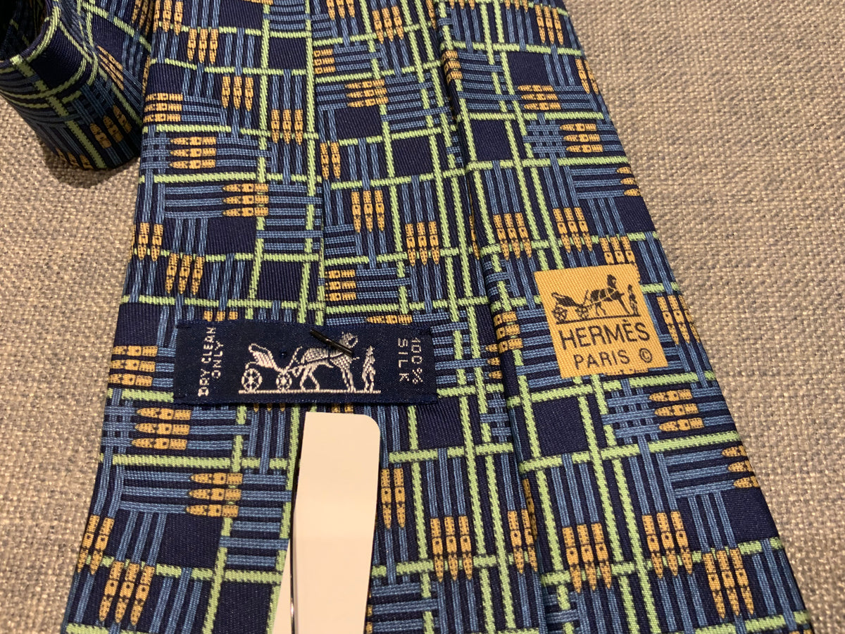 Hermès HERMES Paris Tie 32 IA Navy Blue Belt Links Suspenders Neck Tie men