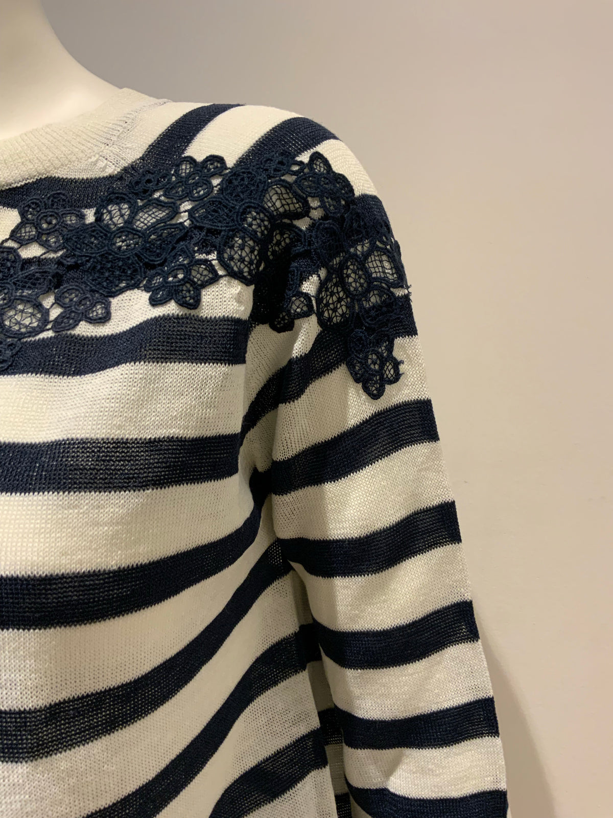 Vanessa Bruno linen blend knit long sleeve striped sweater jumper Size S Small ladies