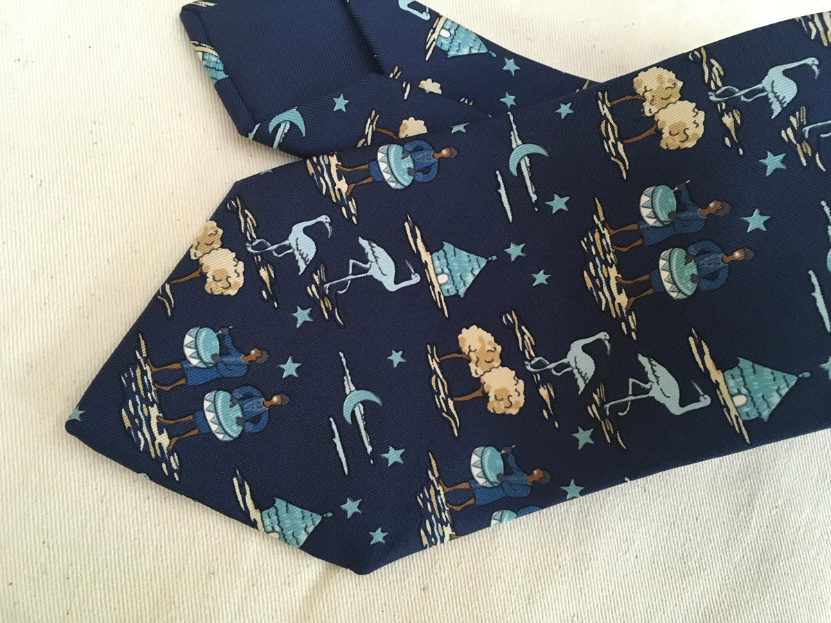 Hermès HERMES Paris Silk Blue Print Tie 7553 SA 100% AUTHENTIC Men