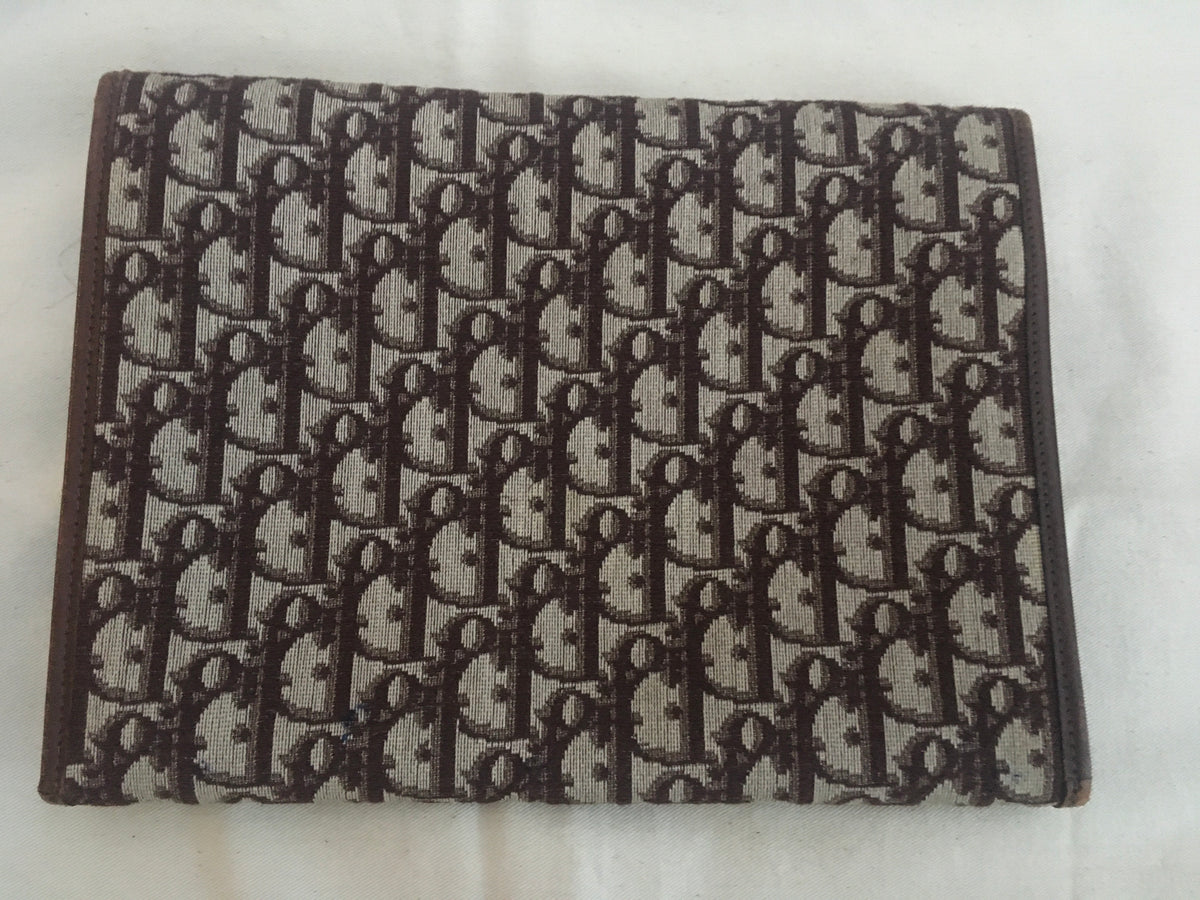 Christian Dior 1960's Diorissimo vintage Leather Trim Clutch Pouch Ladies
