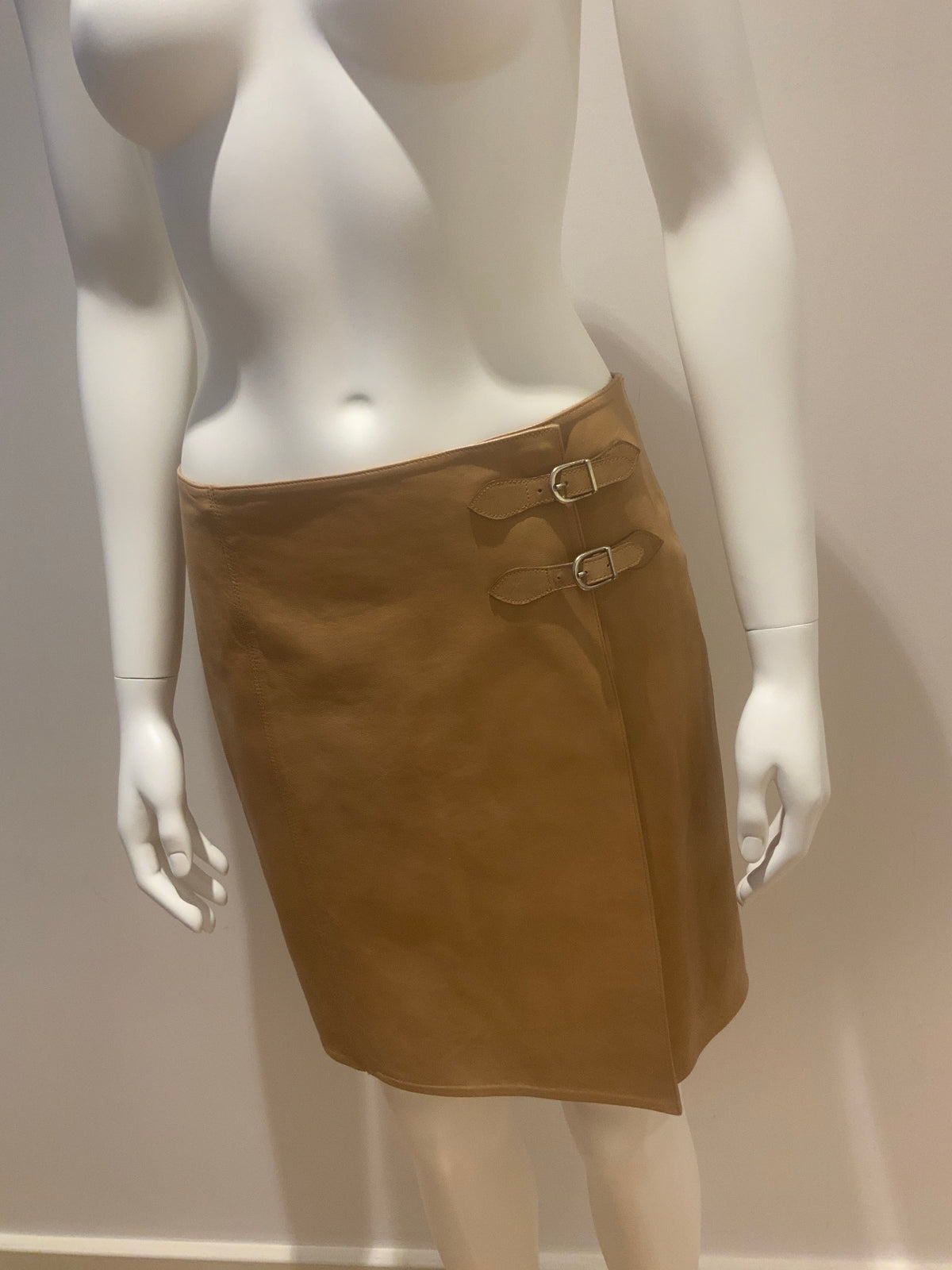 Ralph Lauren Lambs leather beige wrap skirt US 4 UK 8 S Small ladies