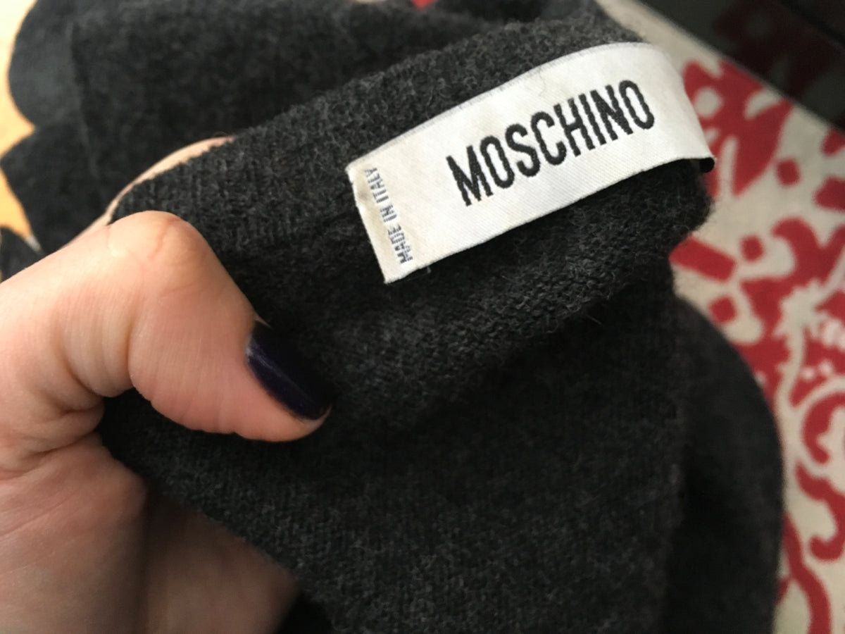 Moschino Wool Knit Cropped Cardigan Bow Detail LADIES